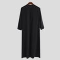 thumbnail image 5 of PEZHADA Ensemble de Robe Musulmane pour Homme Robe Arabe Mi-Longue à Manches Longues Col Montant Fermeture Éclair Robe Décontractée Noir, 5 of 5