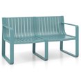 thumbnail image 1 of Gymax Patio Loveseat 2-Person Bench w/ Curved Backrest Slatted Design for Backyard Blue, 1 of 9