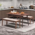 thumbnail image 2 of Costway 2 PCS 45" Farmhouse Backless Bench with Rubber Wood Legs & Fabric Padded Seat, 2 of 9