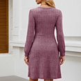 thumbnail image 4 of TJAZFJPA Robes d'Été pour Femmes Robe Pull en Tricot avec Poches Col Carré Manches Longues Robes de Soirée Robes de Vacances pour Femmes, 4 of 9