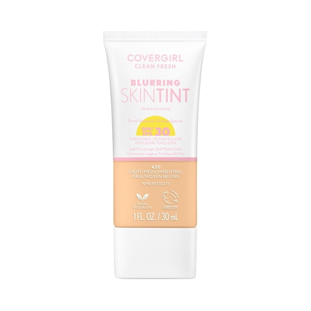 Clean Fresh Blurring Skin Tint, Liquid Foundation, Soft Matte Finish, Smooths, Brightens, Blurs Pores, Mineral Sunscreen, Vegan Formula