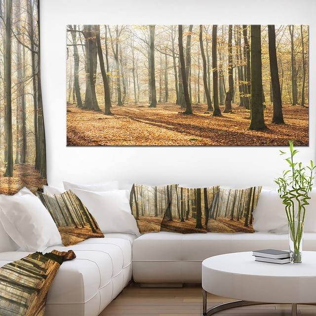 Journée d'Automne Lumineuse dans une Forêt Épaisse - Art Moderne sur Toile