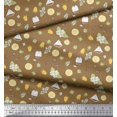 thumbnail image 2 of Soimoi Brown polyester Crepe Fabric Tea Bag,Star Anise & Lemon Slice Vegetable Fabric Prints By Yard 42 Inch Wide, 2 of 3