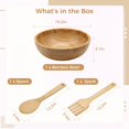 thumbnail image 4 of 10in Rounded Bamboo Salad Bowl with 2 Serving Utensils Spoon Large Wood Salad Container Bowl Mixing Bowl Environmentally-friendly Naturally Kitchenware Wooden, 4 of 6