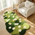 thumbnail image 3 of Flower Runner Rug Irregular Wavy, Tufted Area Rug Soft Green Floral Carpet Non for Bedroom Bedside Bathroom Home, 3 of 7