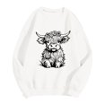 thumbnail image 3 of WEAIXIMIUNG Chandail pour Femmes Chic Chandail d'Automne et d'Hiver pour Femmes 2025 Col Rond Mode Chemise à Imprimé Vache Manches Longues Mode Décontractée Mode Haut de Sortie, 3 of 4