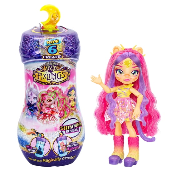 Magic Mixies Pixlings Shimmerverse Series, Create & Mix A Magic Potion To Reveal Tiggz The Tiger Pixling, Watch As This Beautiful 6.5" Fashion Doll Appears Inside The Potion Bottle