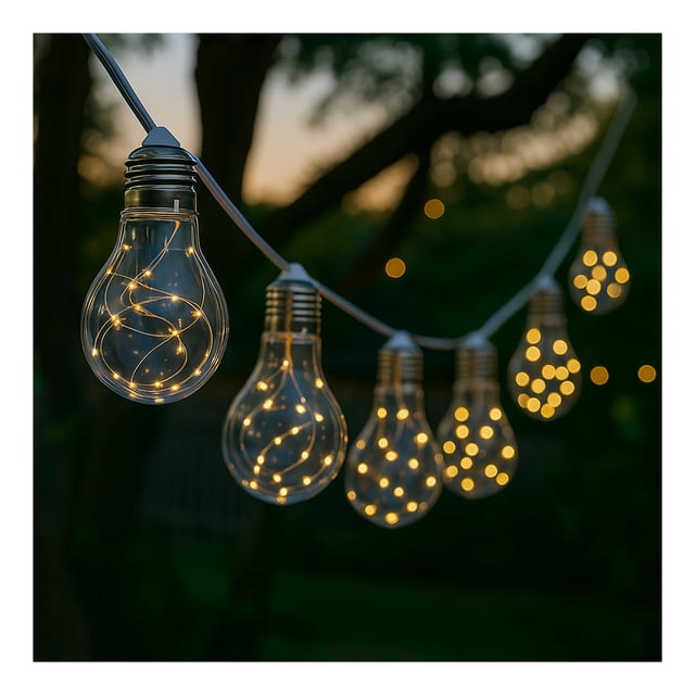 Mainstays Solar LED Bulb String Light with 10 Lights - Warm White