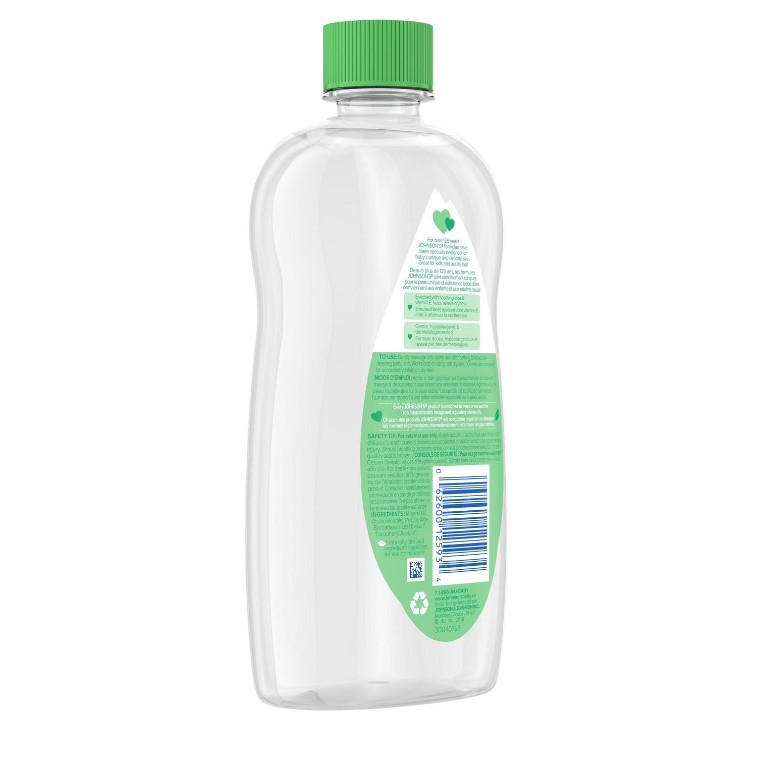 Johnson's Bébé, Aloès Vera & Vitamine E, Gel d'Huile pour Bébé591ml