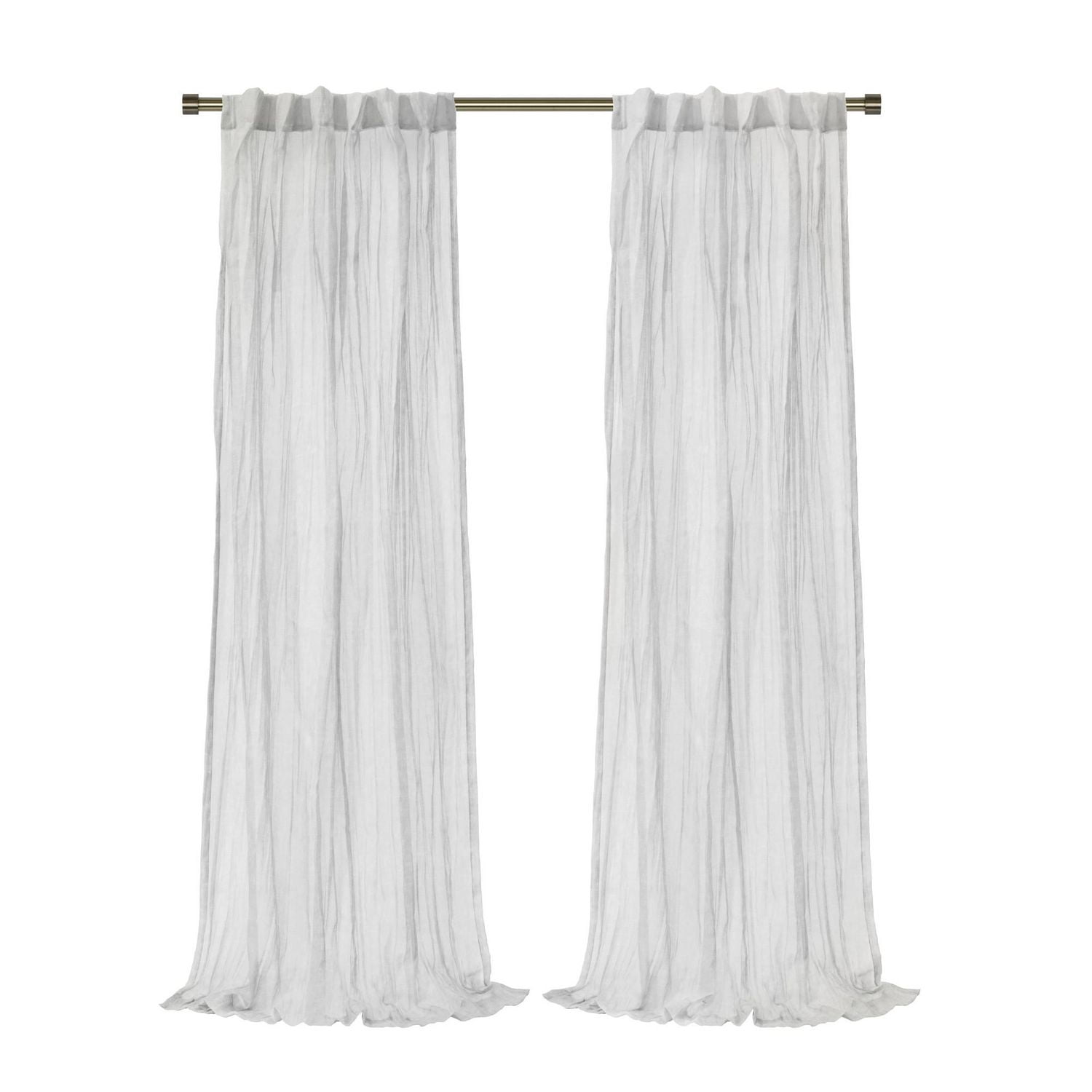 Loft Living Peoria Transparent Double Tetiere panneau de rideau 52 x 108 in Blanc