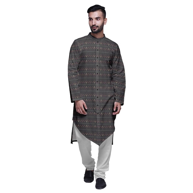 Atasi Printed Designer Rayon Button Down Casual Kurta With Pajama For Men