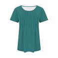 thumbnail image 4 of AherBiu Tuniques pour Femmes Manches Courtes Décontractées Couleur Unie Confortables Été Col Rond Blouse TShirts, 4 of 7