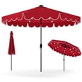 thumbnail image 1 of Gymax 9.3 FT Solar Patio Umbrella w/ 32 LED Lights & Vented Top & Ruffles Beige Red, 1 of 10