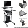 thumbnail image 4 of Bureau Debout Mobile Polyvalent, Poste de Travail Informatique Roulant pour Bureau à Domicile, Bureau pour Portable avec Tablette pour Imprimante et Espace pour Clavier, Hauteur Réglable, 4 of 9
