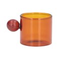 thumbnail image 1 of 3 Colors Coffee Mug, Heat Resistant Simple and Vintage Style Glass Coffee Mug with Wooden Ball for Coffee Beer Tea [brown], 1 of 9