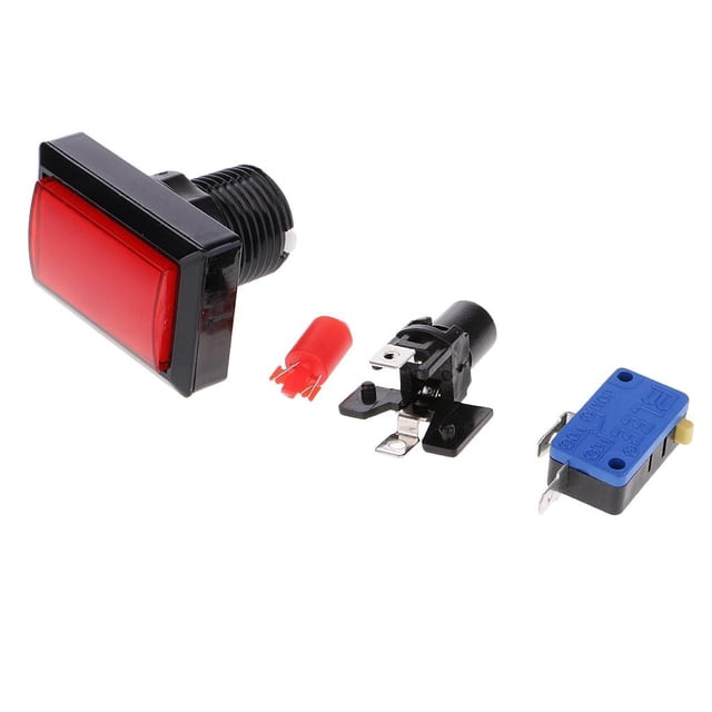 KLKCMS 1 Pce Bouton de Jeux d'Arcade Rectangulaire avec DEL Éclairée et Micro-Interrupteur - Rouge