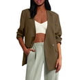 thumbnail image 2 of Styesk Blazers for Women Business Casual Outfits Open Front Long Sleeve Blazer Jackets Solid Color Lapel Padded Shoulder Long Suit Jackets Loose Fit Button Work Office Suit Jacket, 2 of 5