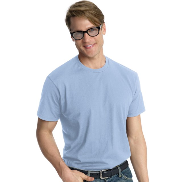 Hanes Nano-T Men`s T-shirt, M, Light Blue