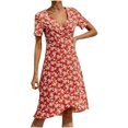 thumbnail image 1 of Fridja Womens V-Cou à Manches Courtes Dentelle Partie Plage Imprimé Floral Robe, 1 of 8