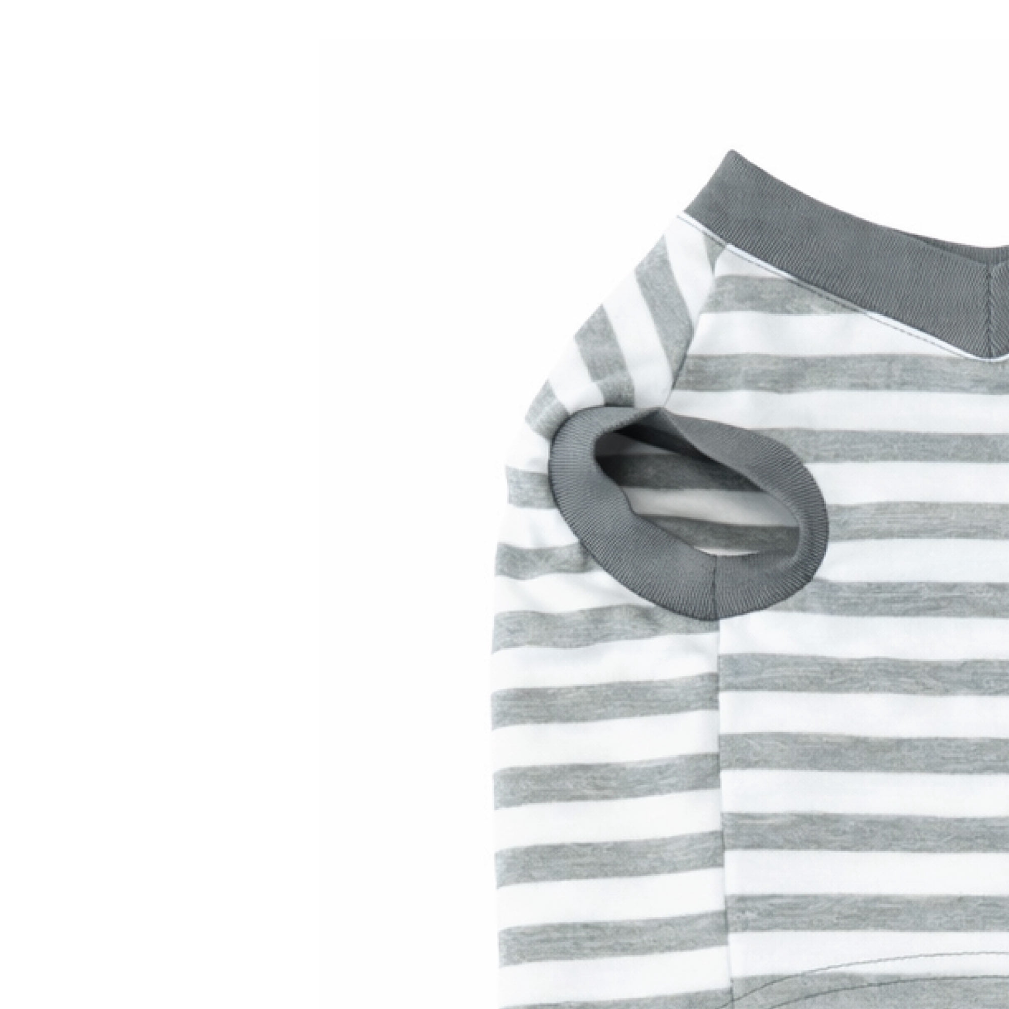 One Paw T-shirt pour chien, Hola Chicas Stripe, léger, gris