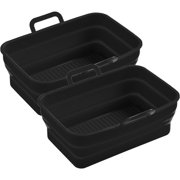 MesaSe 2Pcs Air Fryer Silicone Pot Reusable Air Fryer Liner Rectangle Air Fryer Basket No-Stick Air Fryer Pan Heat Resistant Air Fryer Silicone Baking Tray Air Fryer Accessories for 8QT A