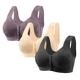 thumbnail image 1 of Cameland 3 Pack Bra for Women Bra for Seniors Front Closure Bras Wire-Free Front Button Closure Comfortable Bra, 1 of 8