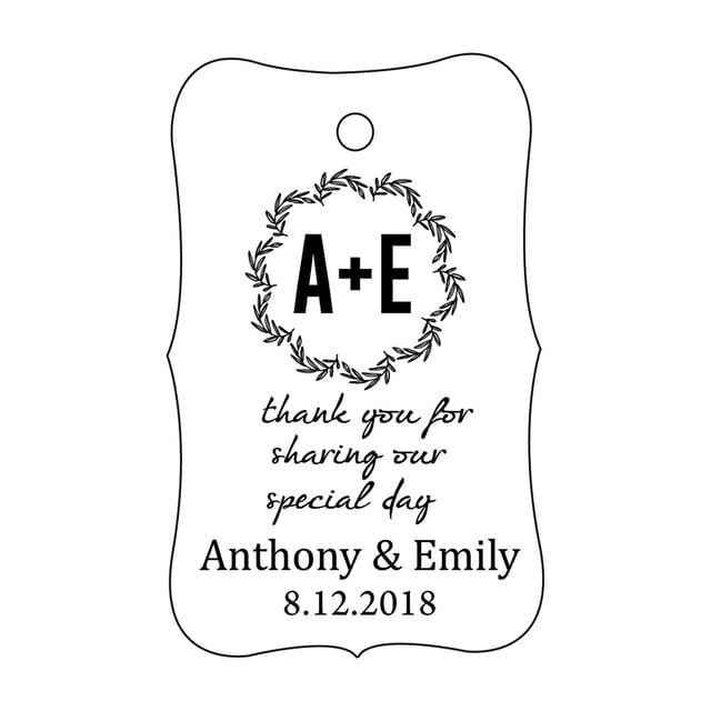 100 PCS Thank You for sharing our special day Custom Made Hang Tags Personalized Wedding Favor Gift Paper Tags