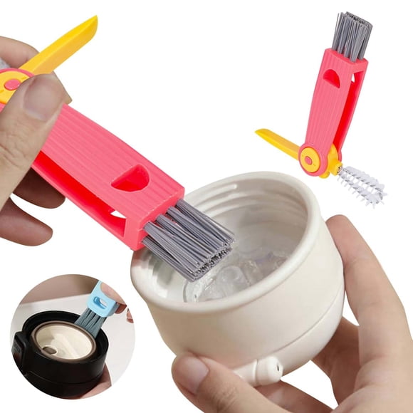 Brosse de Nettoyage Multifonctionnelle pour Couvercle de Tasse pour Tasses Isolées et Biberons – Brosse pour Tasse avec Fente pour un Nettoyage en Profondeur et Sans Utilisation, 14 cm, Rouge