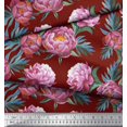 thumbnail image 3 of Soimoi Red Rayon Fabric Leaves & Floral Decor Fabric Printed BTY 42 Inch Wide, 3 of 3