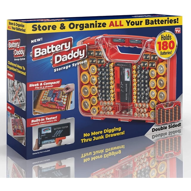 Battery Daddy Storage System Clear 1 Pc Double Sided Built In Tester Easy Clean Battery Organizer Case