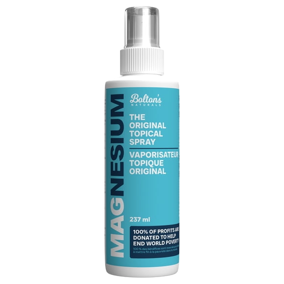 Bolton’s Naturals Magnesium Oil Spray – Made in Canada | Magnesium Chloride Spray with Trace Minerals | 237 mL | Formulated for Less Sting, Less Itch