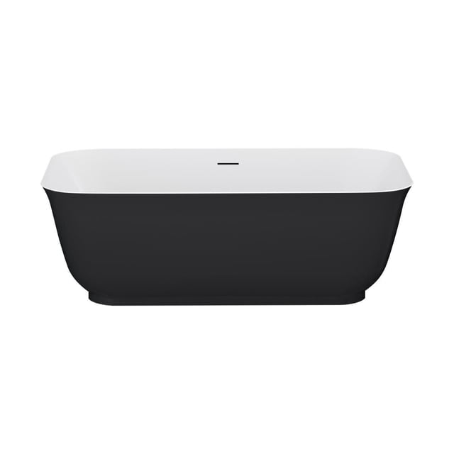 A&E Bath and Shower MINA-59-BLK Baignoire Autoportante avec Extérieur Noir Mat et Intérieur en Acrylique Blanc, construction Sans Joints avec Débordement Linéaire Intégré et drain Escamotable, Renforcée avec de la Fibre de Verre pour la Résistance, Convient aux Petits Espaces de Salle de Bain.