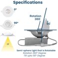 thumbnail image 4 of LED 4 Inch Gimbal Recessed Slim Pot Lights - Dimmable 9W, 850LM, Damp Rate, 5CCT (2700K/3000K/4000K/5000K/6000K) Color Switchable, 6-Pack, 4 of 7