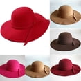 thumbnail image 1 of Chapeau de Plage Melon en Feutre de Laine à Grand Bord Souple pour Femmes Dames, Casquette de Soleil Mode, 1 of 5