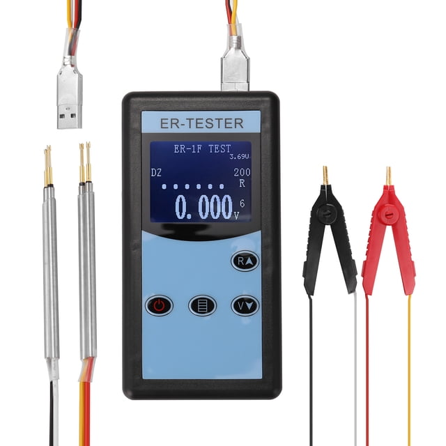 Graflsoa Testeur de Résistance Interne Portable à 4 Fils de Haute Précision pour Batterie avec Écran Rétroéclairé, Batterie au Lithium Intégrée et Plage de Tension 45V pour Divers Types de Piles (Li-ion, NiMH, LiFePO4,