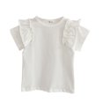 thumbnail image 1 of Nmmacb Kids Girls T-Shirt Summer Solid Color Tee Short Sleeve Top Short Sleeve Ruffle Sleeve Tee Size 1-9Y, 1 of 9