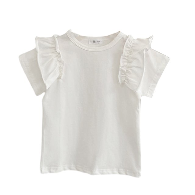 Nmmacb Kids Girls T-Shirt Summer Solid Color Tee Short Sleeve Top Short Sleeve Ruffle Sleeve Tee Size 1-9Y