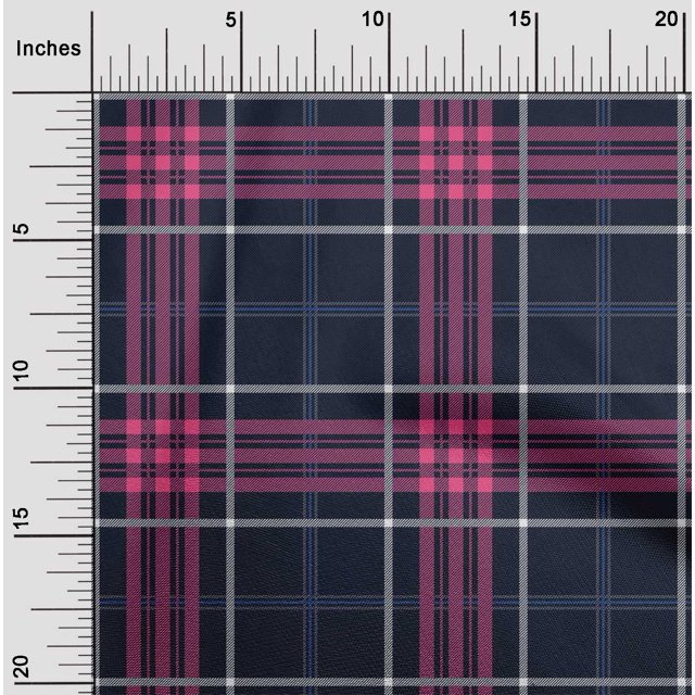 oneOone Polyester Lycra Fabric Tartan Check Decor Fabric Printed BTY 56 Inch Wide