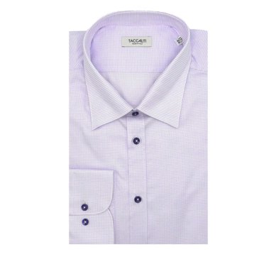 Taccaliti Chemise Habillée à Carreaux pour Homme Violet / Blanc à Motif, Décontractée, Boutonnée - 41-16 (L)