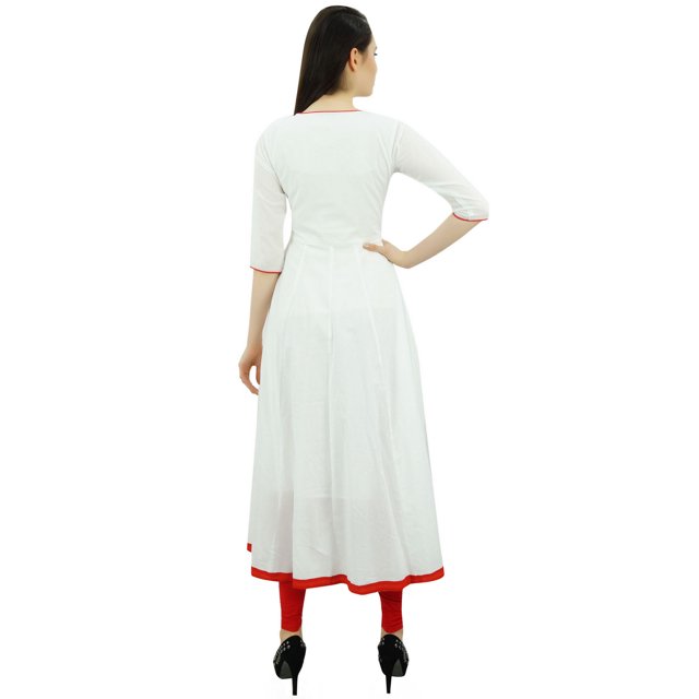 Bimba Kurti Ethnique de Designer pour Femmes, Robe Kurta Anarkali Évasée avec Pompon