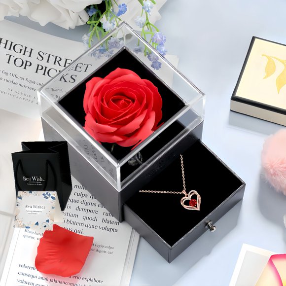 Sdmnsg-T Preserved Real Rose with I love you Birthday Necklace 100 Languages, Gifts for Girlfriend, Women, Mom, Wife, Gifts Idea on Christmas, Valentine's Day, Mother's Day, Birthday, Anniversary