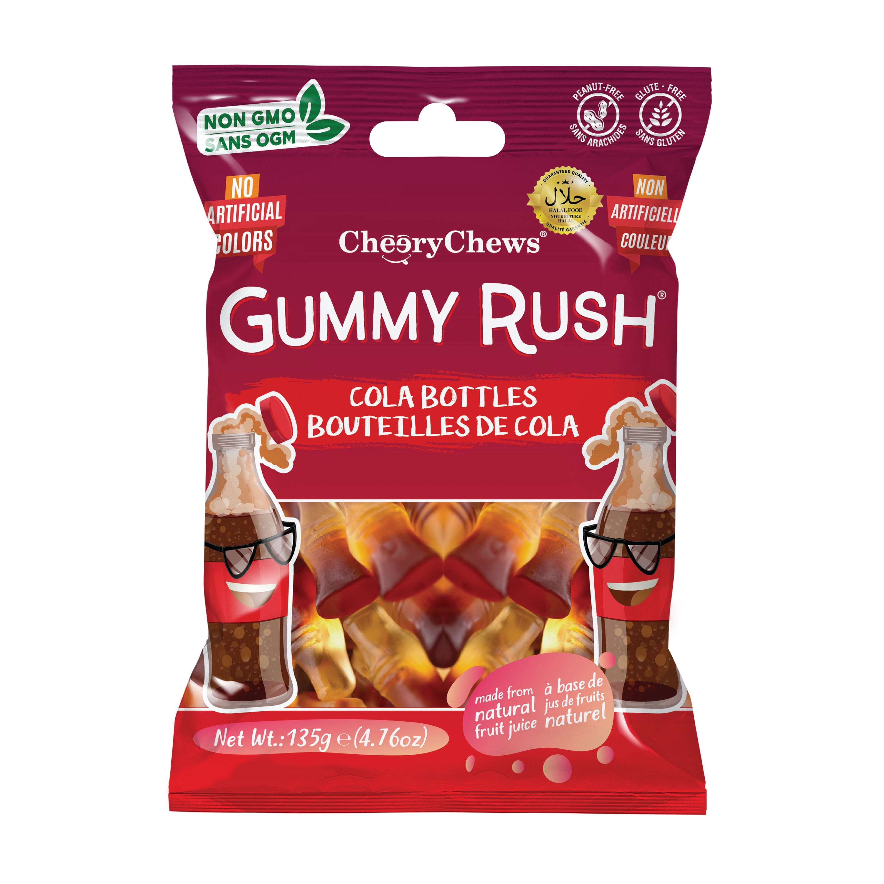 Cheery Chews Gummy Rush - Cola Soft Gummy Candy, 135g Bag