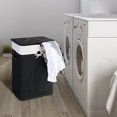 thumbnail image 3 of Costway Rectangle Bamboo Hamper Laundry Basket Washing Cloth Bin Rangier Lid Black, 3 of 9