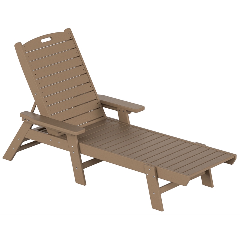 Bayport Chaise Longue Inclinable en Plastique HDPE pour Extérieur en Weatherwood
