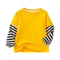 thumbnail image 1 of T-shirts Raglan à Manches Longues pour Filles et Garçons, Enfants, à Blocs de Couleur, Rayés, Col Ras du Cou, Hauts Décontractés, Tees 2-11 Ans, 1 of 3