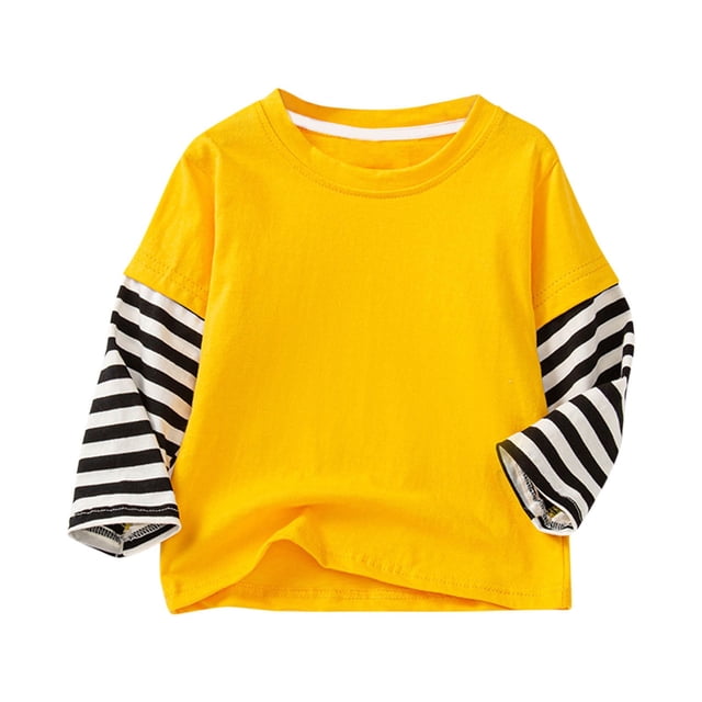 T-shirts Raglan à Manches Longues pour Filles et Garçons, Enfants, à Blocs de Couleur, Rayés, Col Ras du Cou, Hauts Décontractés, Tees 2-11 Ans