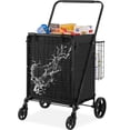 thumbnail image 1 of VEVOR Folding Shopping Cart with Removable Waterproof Liner, 330LBS Large Capacity Jumbo Grocery Cart with Dual Basket, 360° Swivel Wheels, Dense Metal Mesh Base, Heavy Duty Utility Cart for Shopping, 1 of 9