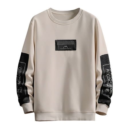 PMUYBHF Chandails en Molleton pour Hommes Sans Capuche Fermeture Éclair Complète Chandail en Molleton Patchwork Col Rond Manches Longues Léger Décontracté Chandail d'Entraînement pour Hommes