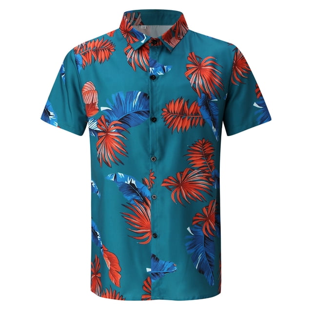 CEHVOM Chemise Hawaïenne à Manches Courtes pour Homme, Chemise de Plage Imprimée d'Été Décontractée à Boutons, Soldes