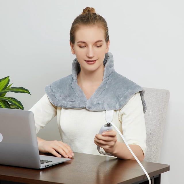 Bingirl Electric Weighted Heating Pad - 22x19 Inch, Fast Heating for Neck and Shoulder Pain Relief and Deep Pressure Therapy